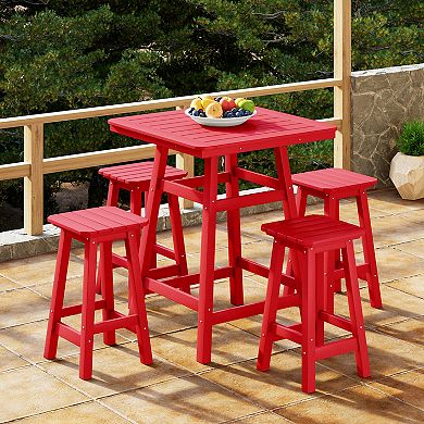 Westintrends 5-piece Outdoor/patio Square Counter Bistro Set