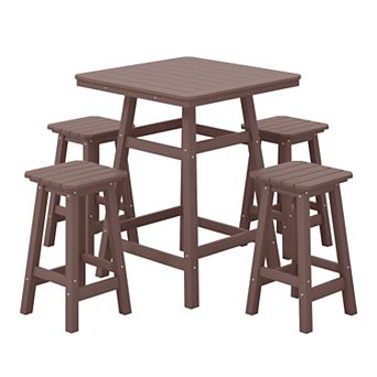 Westintrends 5 pc Outdoor/patio Square Counter Bistro Set
