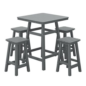 Westintrends 5 pc Outdoor/patio Square Counter Bistro Set