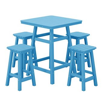 Westintrends 5 pc Outdoor/patio Square Counter Bistro Set