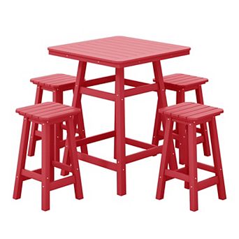 Westintrends 5 pc Outdoor/patio Square Counter Bistro Set