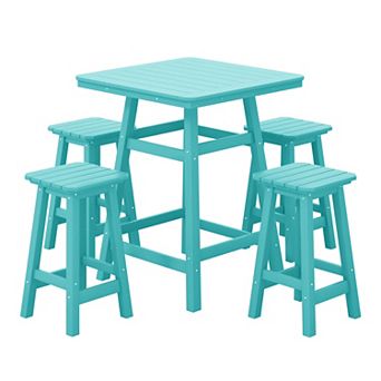 Westintrends 5 pc Outdoor/patio Square Counter Bistro Set
