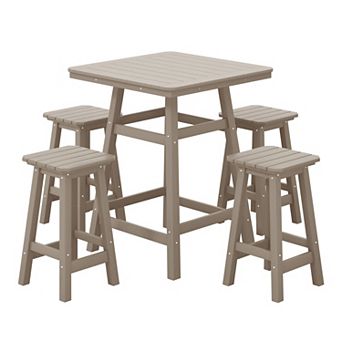 Westintrends 5 pc Outdoor/patio Square Counter Bistro Set