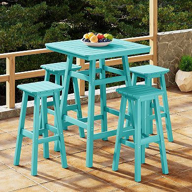 Westintrends 5-piece Outdoor/patio Square Bar Bistro Set