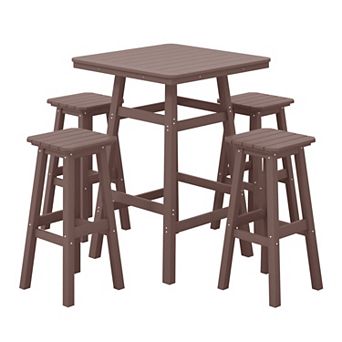Westintrends 5 pc Outdoor/patio Square Bar Bistro Set