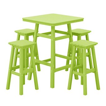 Westintrends 5 pc Outdoor/patio Square Bar Bistro Set