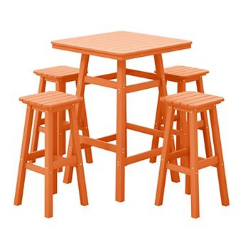 Westintrends 5 pc Outdoor/patio Square Bar Bistro Set