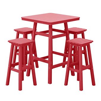 Westintrends 5 pc Outdoor/patio Square Bar Bistro Set