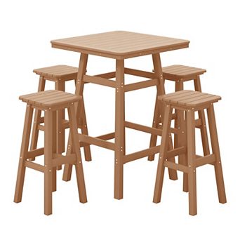 Westintrends 5 pc Outdoor/patio Square Bar Bistro Set