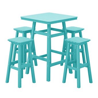 Westintrends 5 pc Outdoor/patio Square Bar Bistro Set
