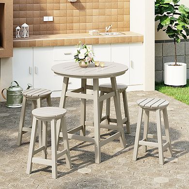 Westintrends 5-piece Hdpe Outdoor/patio Round Counter Bistro Set