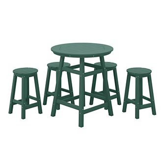Westintrends 5 pc Hdpe Outdoor/patio Round Counter Bistro Set