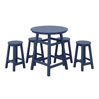 Westintrends 5 pc Hdpe Outdoor/patio Round Counter Bistro Set