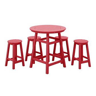 Westintrends 5 pc Hdpe Outdoor/patio Round Counter Bistro Set