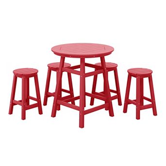 Westintrends 5 pc Hdpe Outdoor/patio Round Counter Bistro Set