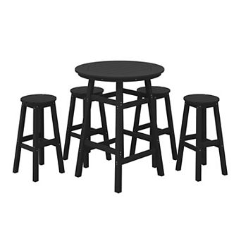 Westintrends 5 pc Hdpe Outdoor/patio Round Bar Bistro Set