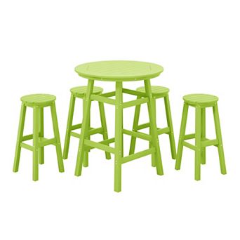 Westintrends 5 pc Hdpe Outdoor/patio Round Bar Bistro Set