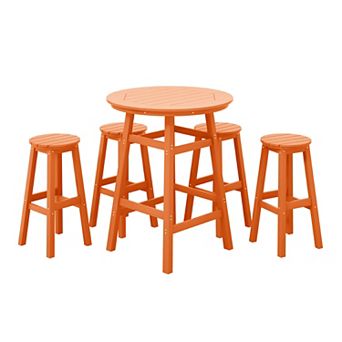 Westintrends 5 pc Hdpe Outdoor/patio Round Bar Bistro Set