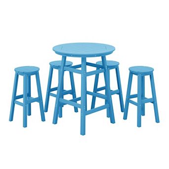 Westintrends 5 pc Hdpe Outdoor/patio Round Bar Bistro Set