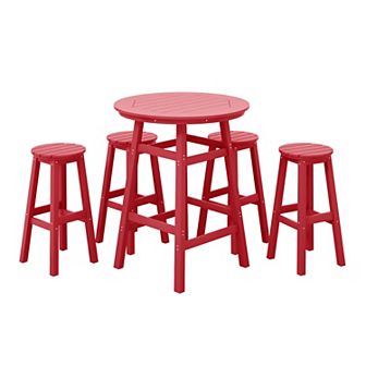 Westintrends 5 pc Hdpe Outdoor/patio Round Bar Bistro Set