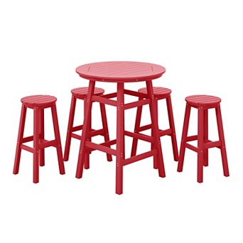 Westintrends 5 pc Hdpe Outdoor/patio Round Bar Bistro Set