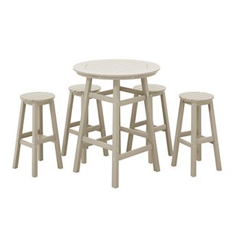 Westintrends 5 pc Hdpe Outdoor/patio Round Bar Bistro Set