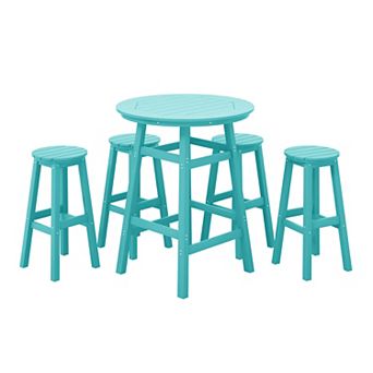 Westintrends 5 pc Hdpe Outdoor/patio Round Bar Bistro Set