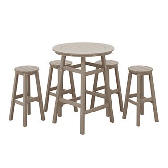 Westintrends 5 pc Hdpe Outdoor/patio Round Bar Bistro Set