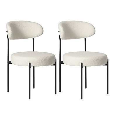 Westintrends Mid-century Modern Upholstered Sherpa Round Dining Chairs (set Of 4)