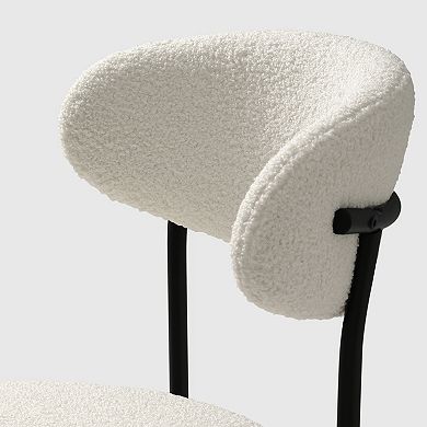 Westintrends Mid-century Modern Upholstered Sherpa Round Dining Chairs (set Of 4)