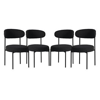 Westintrends Mid-century Modern Upholstered Sherpa Round Dining Chairs (set Of 4)