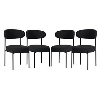 Westintrends Mid-century Modern Upholstered Sherpa Round Dining Chairs (set Of 4)