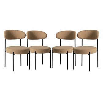 Westintrends Mid-century Modern Upholstered Sherpa Round Dining Chairs (set Of 4)