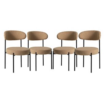 Westintrends Mid-century Modern Upholstered Sherpa Round Dining Chairs (set Of 4)