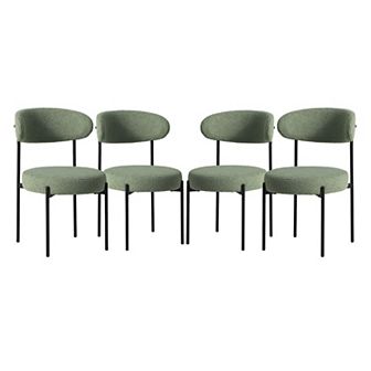 Westintrends Mid-century Modern Upholstered Sherpa Round Dining Chairs (set Of 4)