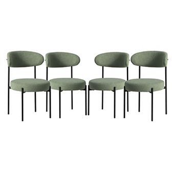 Westintrends Mid-century Modern Upholstered Sherpa Round Dining Chairs (set Of 4)