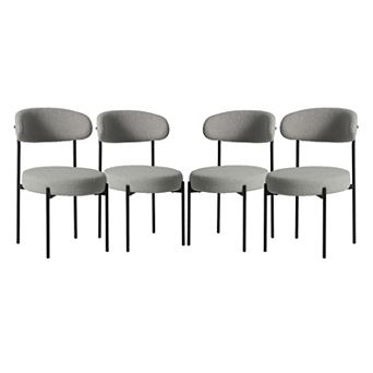 Westintrends Mid-century Modern Upholstered Sherpa Round Dining Chairs (set Of 4)