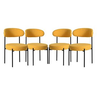 Westintrends Mid-century Modern Upholstered Sherpa Round Dining Chairs (set Of 4)