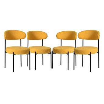 Westintrends Mid-century Modern Upholstered Sherpa Round Dining Chairs (set Of 4)