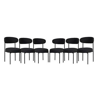 Westintrends Mid-century Modern Upholstered Sherpa Round Dining Chairs (set Of 6)