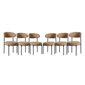 Westintrends Mid-century Modern Upholstered Sherpa Round Dining Chairs (set Of 6)