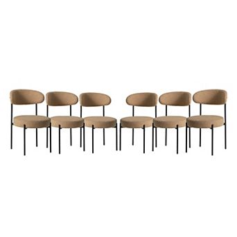 Westintrends Mid-century Modern Upholstered Sherpa Round Dining Chairs (set Of 6)