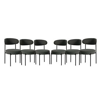 Westintrends Mid-century Modern Upholstered Sherpa Round Dining Chairs (set Of 6)