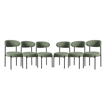 Westintrends Mid-century Modern Upholstered Sherpa Round Dining Chairs (set Of 6)