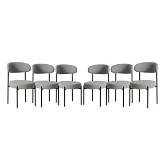 Westintrends Mid-century Modern Upholstered Sherpa Round Dining Chairs (set Of 6)