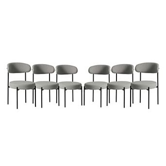 Westintrends Mid-century Modern Upholstered Sherpa Round Dining Chairs (set Of 6)