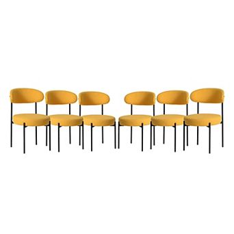 Westintrends Mid-century Modern Upholstered Sherpa Round Dining Chairs (set Of 6)