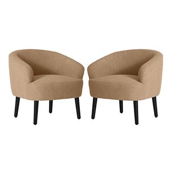 Westintrends 29" Mid-century Modern Club Barrel Accent Armchair (set Of 2)