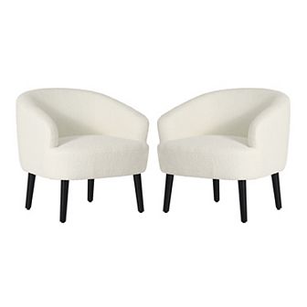 Westintrends 29" Mid-century Modern Club Barrel Accent Armchair (set Of 2)