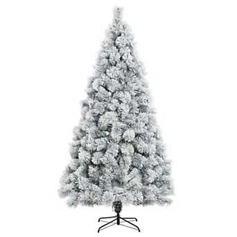 LuxenHome 7.5ft Full Artificial Snow-flocked Christmas Tree